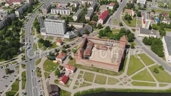空中全景的历史城市利达与城堡白俄罗斯视频的预览图