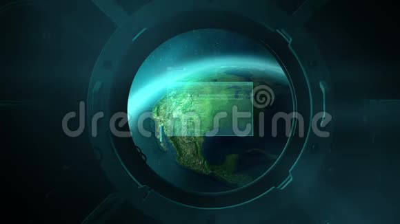 地球在宇宙飞船的舷窗里视频的预览图
