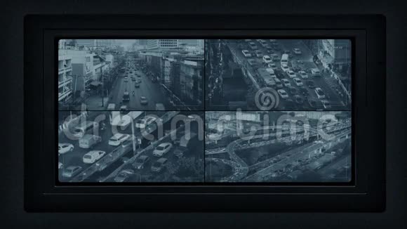 尖峰时刻城市道路闭路电视监视器视频的预览图