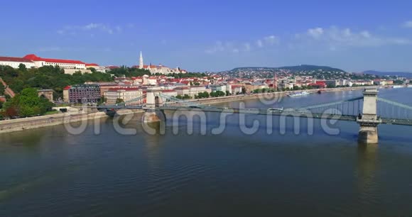 多瑙河布达佩斯匈牙利舍尼链桥航拍图视频的预览图