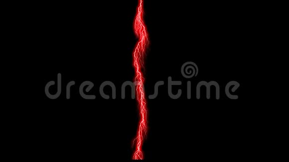 黑色背景上无尽的闪电电子风暴循环动画中的红色现实雷霆视频的预览图