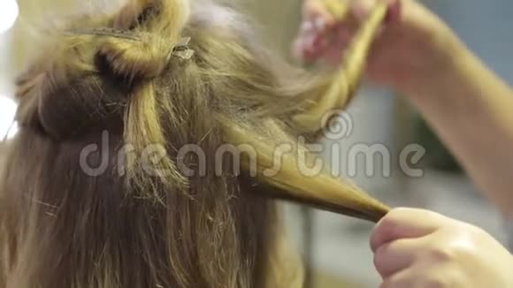 专业理发师为女孩做晚间发型视频的预览图