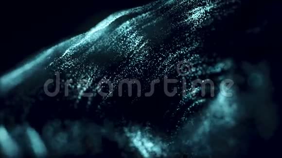 千颗发光的小粒子在黑色的背景上飞行和移动视频的预览图