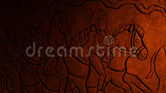 古代骑马人的雕刻视频的预览图