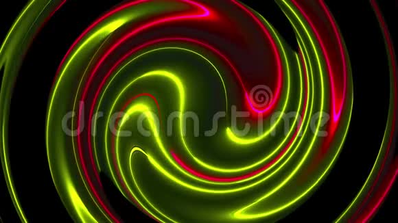 计算机生成的抽象扭曲背景3D渲染霓虹灯彩线的圆形合并视频的预览图
