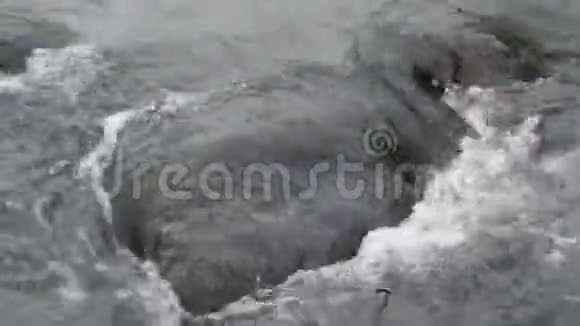 从灰色石头上流过的河流的特写镜头视频的预览图