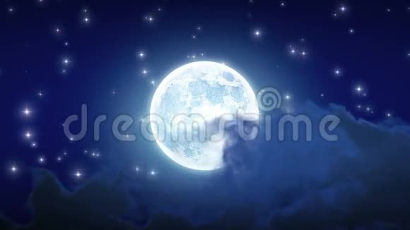美丽的月亮闪耀着星星和云彩循环动画高清1080视频的预览图