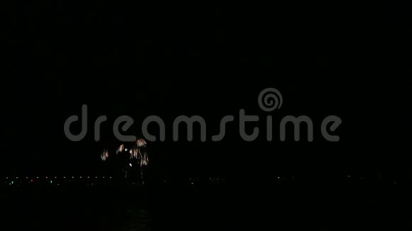 河面上夜空中映照在水中的璀璨烟花视频的预览图