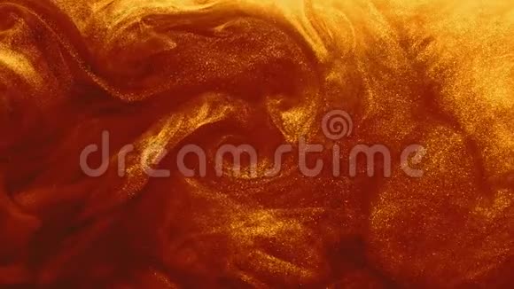 旋转闪光油漆橙色金色流体流动视频的预览图