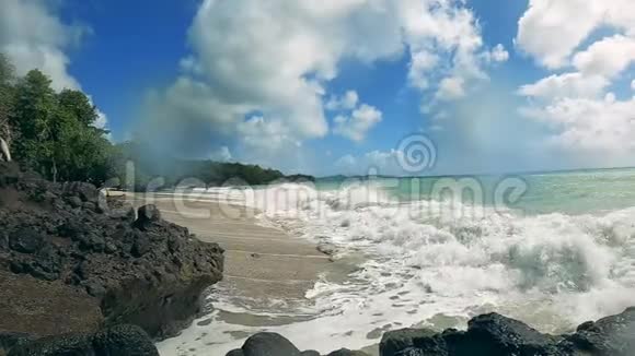 热带海滩海浪拍打着视频的预览图