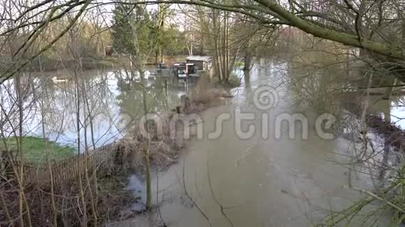 强降雨后草地底部被河水淹没视频的预览图
