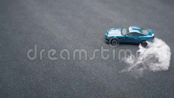 在沥青上漂流跑车燃烧轮胎产生的浓烟视频的预览图