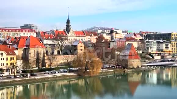 斯洛文尼亚马里博尔美丽童话城市的城市景观4k视频视频的预览图