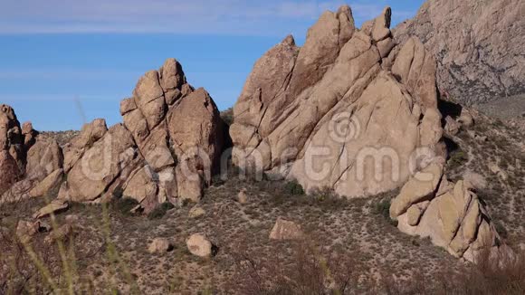 山形和沙漠景观与Cacti亚利桑那州视频的预览图