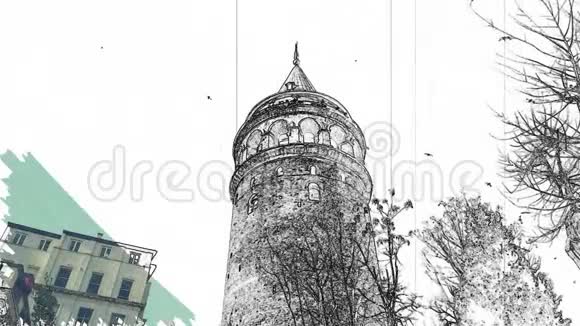 伊斯坦布尔的旅游象征从加拉塔塔塔俯瞰视频的预览图
