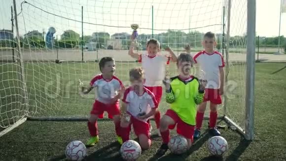 少年足球队举起奖杯视频的预览图