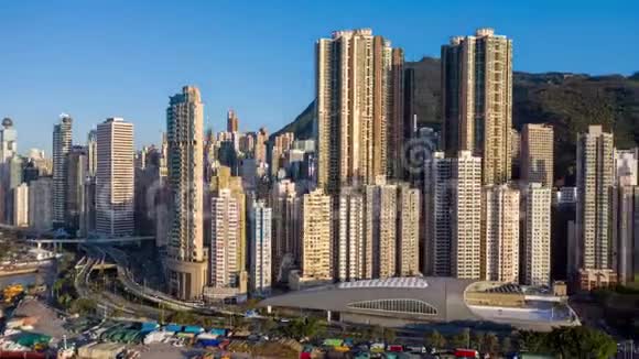下午鸟瞰香港城市视频的预览图