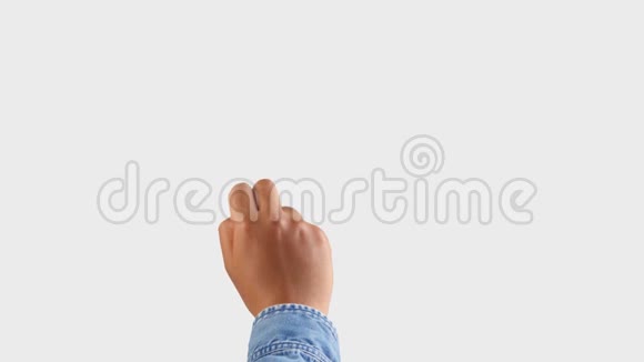 混合种族深肤色男性手做滚动与两个手指的手势白色视频的预览图