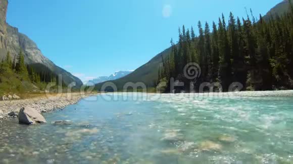 清澈的溪水在山间流淌视频的预览图