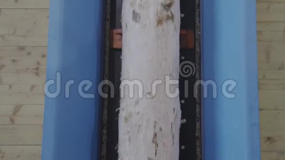 锯木机用于切割木板使用滚动金属圆筒和设置刀片大量锯末木材视频的预览图