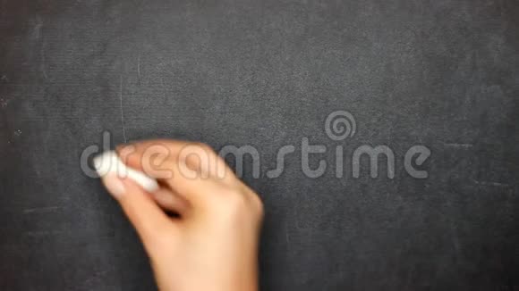 字打开特写写粉笔在黑板上用粉笔沿轮廓划一划视频的预览图