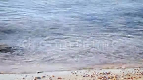 用鹅卵石把海滩上的海浪拉近软焦视频的预览图
