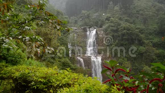 在锡兰兰兰博达瀑布的景色斯里兰卡美丽的瀑布视频的预览图
