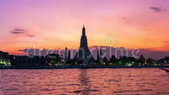 时间推移瓦阿伦寺黎明在曼谷地标泰国修复后2018年视频的预览图