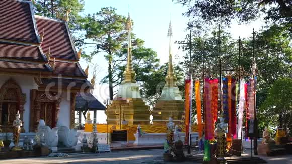 172019年11月沃特法拉杜东清莱泰国著名的金塔寺用桐花装饰视频的预览图