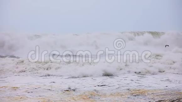 帕拉莫斯小镇附近西班牙海岸的巨浪长曝光镜头视频的预览图