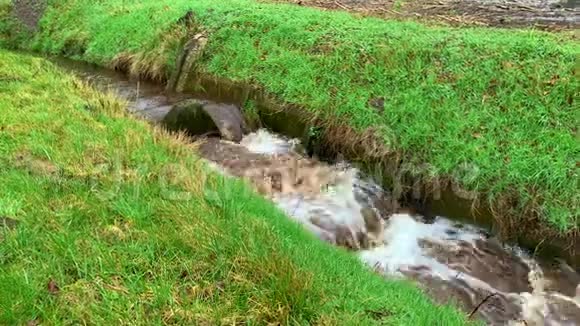 大雨过后田野间的水很快很不平静视频的预览图