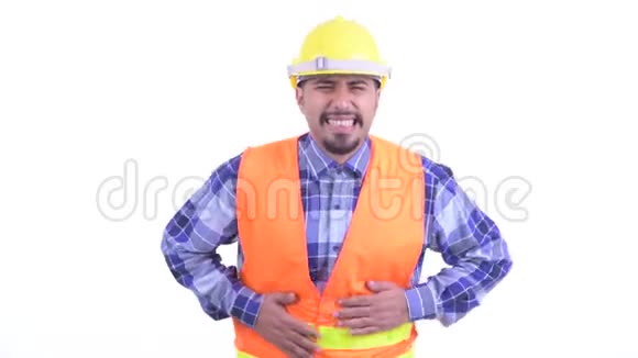 一个长着胡子的波斯人建筑工人胃痛视频的预览图