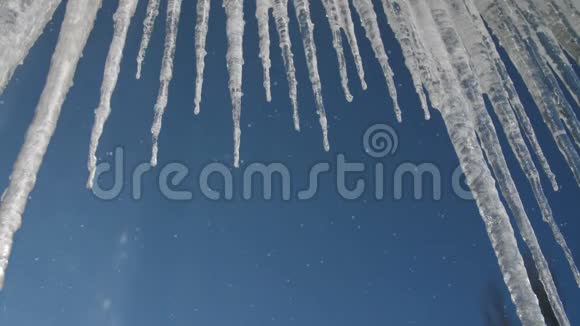 冬季背景有雪和冰柱视频的预览图