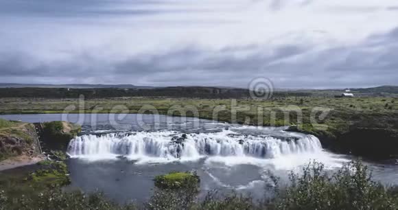 4k时间推移视频剪辑法西弗斯冰岛夏季大瀑布法西或瓦茨利弗斯瀑布是视频的预览图