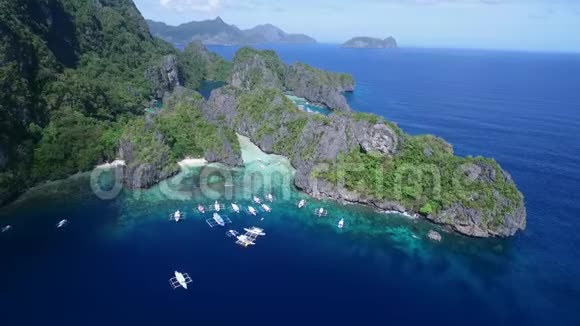 巴拉望湖观光广场在菲律宾ElNido游览A背景四的美丽景观小泻湖及海洋视频的预览图