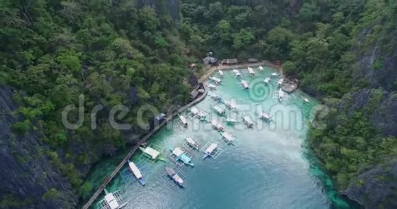 克伦湖观景台美丽的泻湖非常受欢迎的地方在Coron巴拉望菲律宾景观视频的预览图
