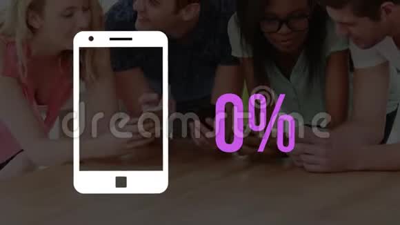 智能手机和越来越多的百分比填充黄色和年轻人使用智能手机视频的预览图