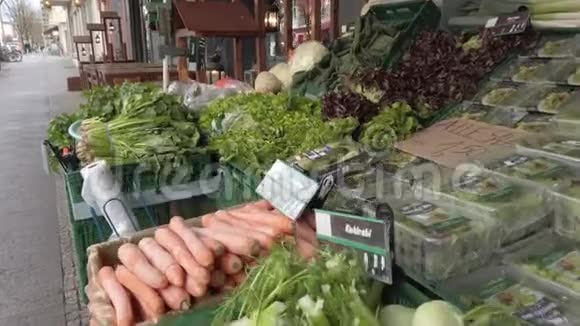 农民摊位出售新鲜蔬菜视频的预览图