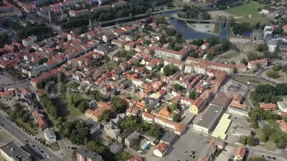 克莱佩达立陶宛2019年7月空中全景克莱佩达老市中心与丹恩河岸视频的预览图