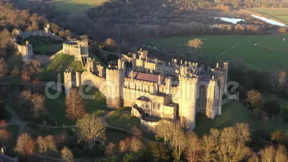 阿伦德尔城堡阿伦德尔西苏塞克斯英国英国4k日落时间II视频的预览图