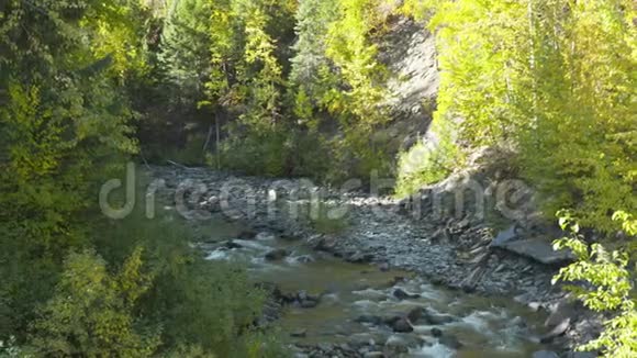 小溪穿过岩石区视频的预览图