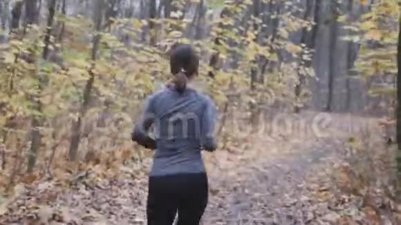 每天上班前在公园里跑步锻炼让女人减肥运行概念视频的预览图