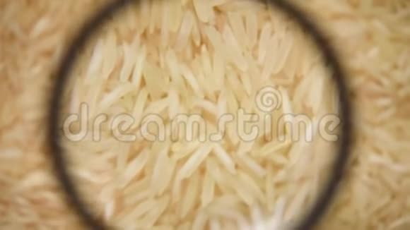 白色生有机巴斯马提水稻轮作背景食物成分背景俯视图健康生活方式理念视频的预览图