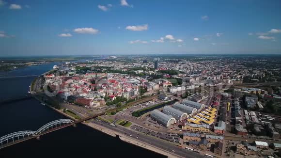 空中拉脱维亚里加2018年6月夜间15毫米广角4K激发2个项目视频的预览图