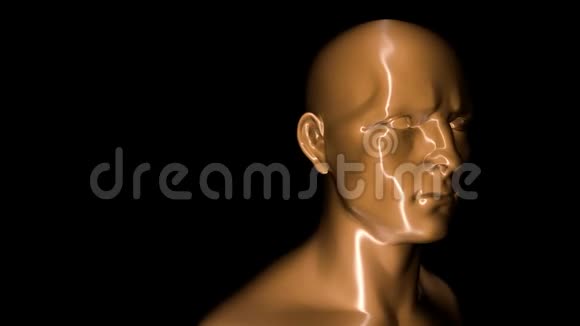 未来的概念人工智能人头半身人3D绘制视频的预览图