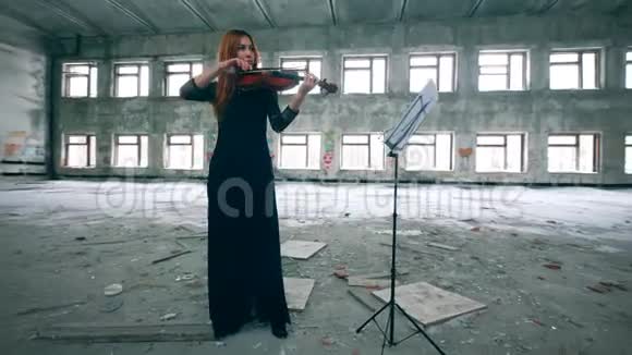漂亮的女人用分数付小提琴的钱视频的预览图