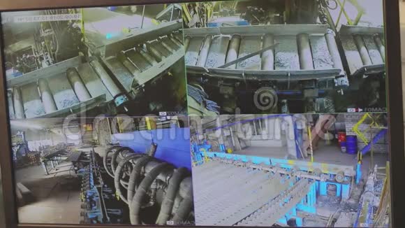 多屏显示来自中央电视台的视频工厂安装的照相机视频的预览图