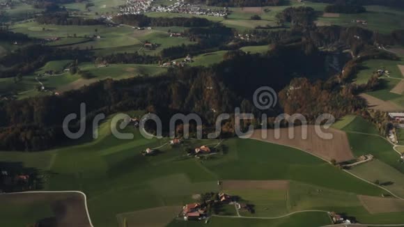 瑞士阿尔卑斯山带山地草地和森林的无人机景观视频的预览图