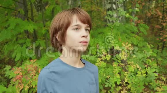 青少年男孩捕捉蚊子的自然背景视频的预览图