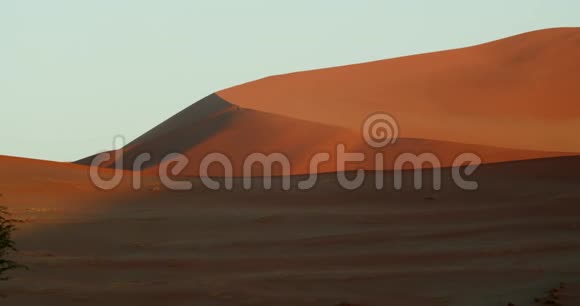 巨大的橙色沙丘在纳米比亚沙漠惊人的彩色镜头4k视频的预览图